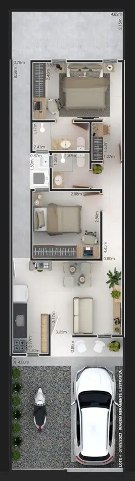 Ambiente 4 — Casa Moderna no Portal Sudoeste - 2 Qts (Suíte com Closet) e Beco Lateral